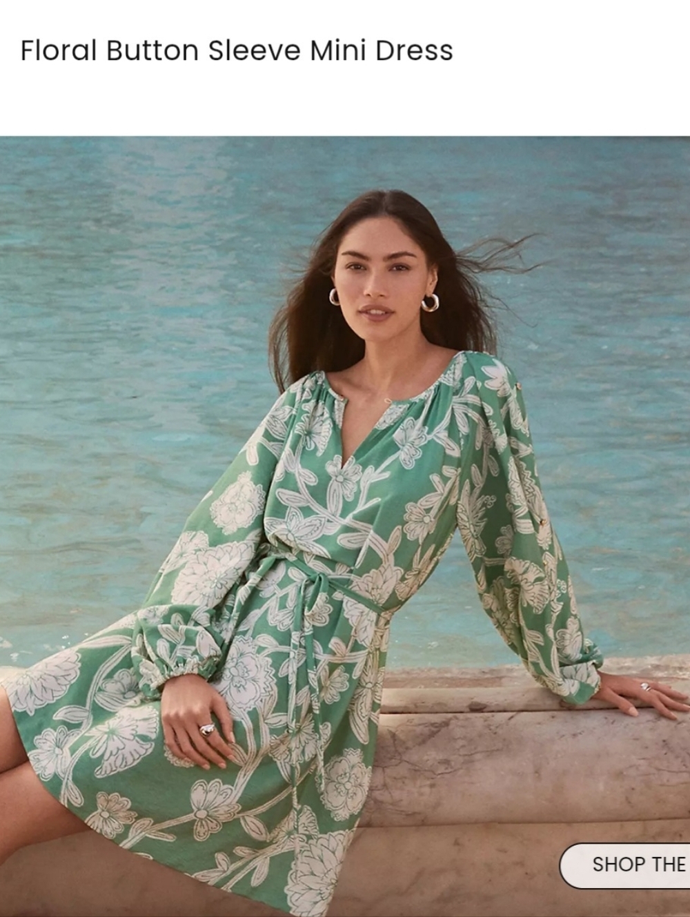 LOFT  Floral Button Sleeve Mini Dress
